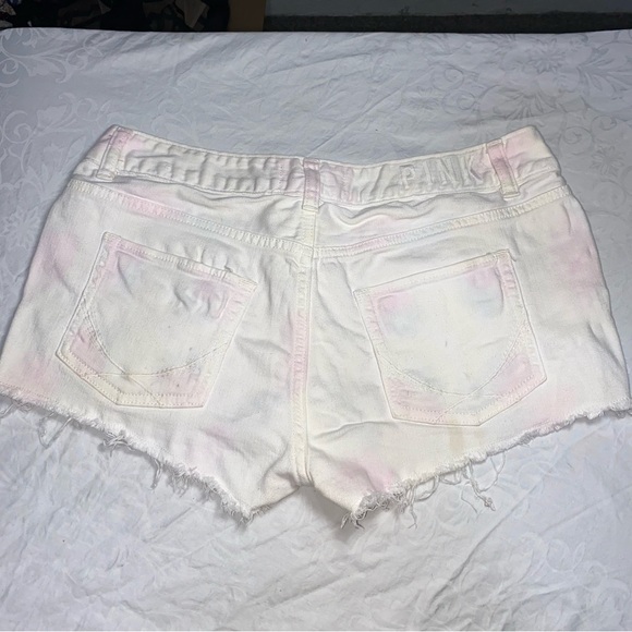 PINK Sequin Denim Shorts Tie Dyed Victoria’s Secret Pastel Jean Cutoff Sparkly 8 - Picture 3 of 9